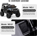 12V Kids 2-Seater Electric Ride-On Truck with Remote Control and Lights, Black Magic Cars 4