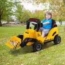 12V Kids Ride-On Construction Tractor with Horn, Music, and LED Tail Lights - Yellow Magic Cars 2