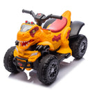 12V Electric Dinosaur Quad ATV for Kids with Bluetooth Music and Lights - Yellow Magic Cars 12