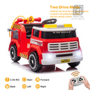 12V Kids Ride-On Firefighter Truck Toy with Fire Gun, Shovel, Loudspeaker, and Music Magic Cars 1