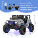 Gray 12V Ride-On Jeep for Kids with 2.4G Remote Control and LED Lights Magic Cars 2