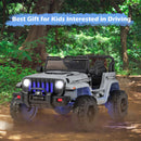 Gray 12V Ride-On Jeep for Kids with 2.4G Remote Control and LED Lights Magic Cars 3