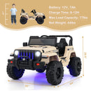 12V Khaki Kids Ride-On Jeep with 2.4G Remote Control and LED Lights Magic Cars 2