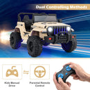 12V Khaki Kids Ride-On Jeep with 2.4G Remote Control and LED Lights Magic Cars 4