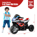 12V Kids Ride-On Motorcycle with Bright LED Headlights and Non-Slip Wheels Red Magic Cars 1