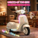 Beige 12V Three-Wheel Kids Scooter with LED Lights and Bluetooth Music for Ages 3-6 Magic Cars 4