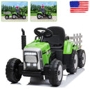 12V Battery-Powered Kids Ride-On Tractor Car with Remote Control and Trailer in Green Magic Cars Variant 0
