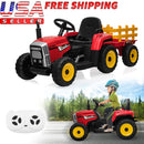 12V Kids Ride-On Electric Tractor Car with Trailer, Remote Control, LED Lights, and MP3 - Red Magic Cars 0