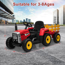 12V Kids Ride-On Electric Tractor Car with Trailer, Remote Control, LED Lights, and MP3 - Red Magic Cars 11
