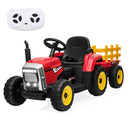 12V Kids Ride-On Electric Tractor Car with Trailer, Remote Control, LED Lights, and MP3 - Red Magic Cars 12