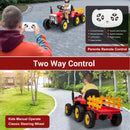 12V Kids Ride-On Electric Tractor Car with Trailer, Remote Control, LED Lights, and MP3 - Red Magic Cars 2
