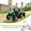 12V Kids Electric Ride-On Tractor Toy with Detachable Trailer and Remote Control Green Magic Cars 3