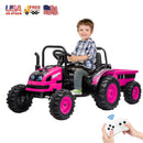 12V Electric Kids Ride-On Tractor Toy with Trailer and Remote Control in Pink Magic Cars 0