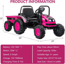 12V Electric Kids Ride-On Tractor Toy with Trailer and Remote Control in Pink Magic Cars 1