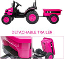 12V Electric Kids Ride-On Tractor Toy with Trailer and Remote Control in Pink Magic Cars 2