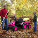 12V Electric Kids Ride-On Tractor Toy with Trailer and Remote Control in Pink Magic Cars 6