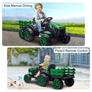 12V Electric Kids Ride-On Tractor Toy with Trailer and Remote Control Magic Cars 12