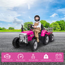 12V Kids Ride-On Tractor with Trailer and Remote Control, Battery Powered Toy Vehicle Magic Cars 12