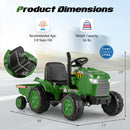 12V Electric Toy Tractor with Trailer for Kids, 2-in-1 Ride-On Car with Lights and Horn Magic Cars 1