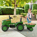 12V Electric Toy Tractor with Trailer for Kids, 2-in-1 Ride-On Car with Lights and Horn Magic Cars 3