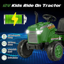 12V Electric Toy Tractor with Trailer for Kids, 2-in-1 Ride-On Car with Lights and Horn Magic Cars 4