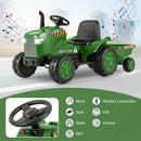 12V Electric Toy Tractor with Trailer for Kids, 2-in-1 Ride-On Car with Lights and Horn Magic Cars 7