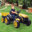 12V Kids Ride-On Tractor with Trailer, 6 Wheels, Safety Belt, LED Lights, and Music Magic Cars 3