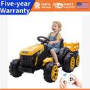 12V Kids Ride-On Tractor with Trailer, 6 Wheels, Safety Belt, LED Lights, and Music Magic Cars Variant 0