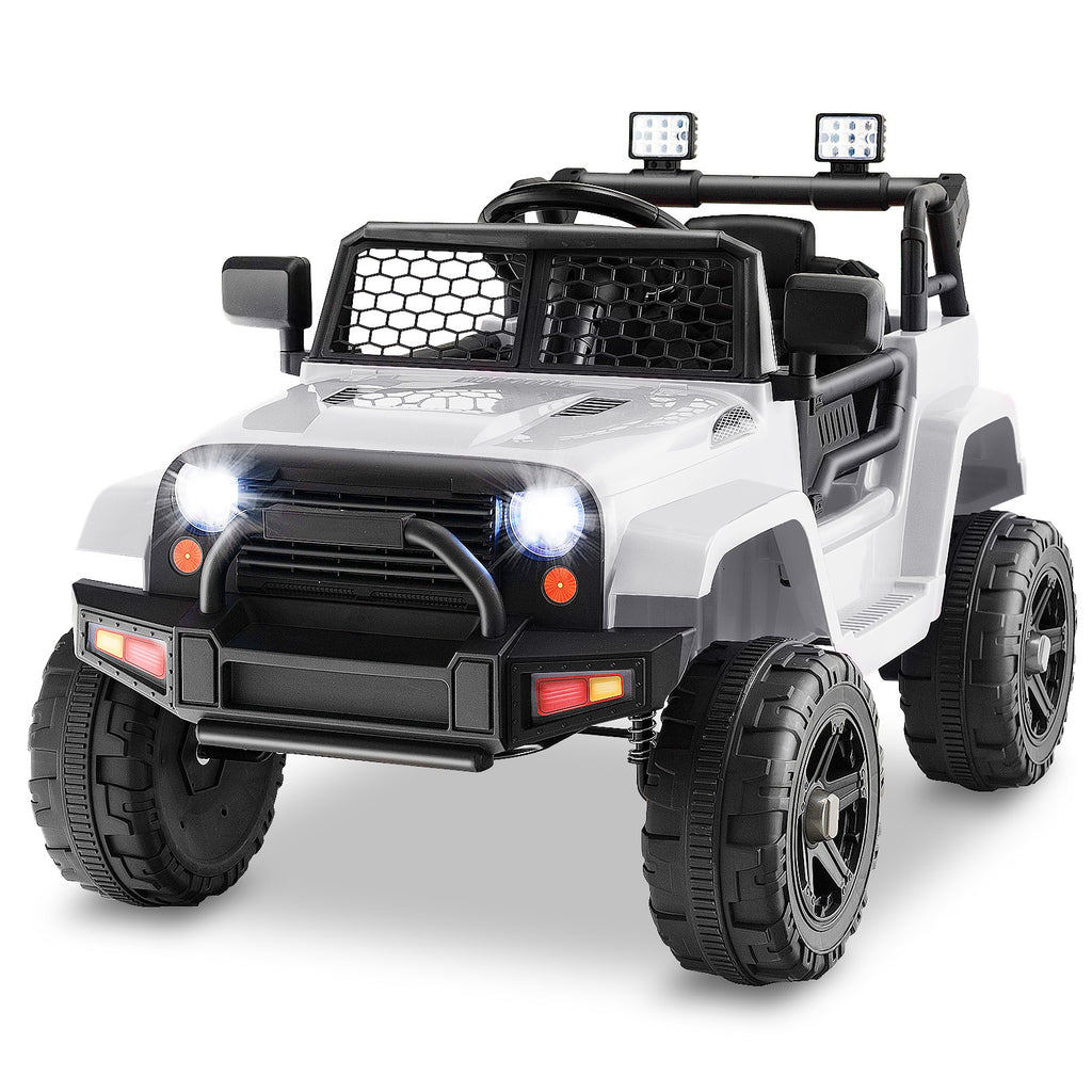 White Ride On 12V Kids Ride On Truck Car Electric Vehicle Remote w/ Music & Light White