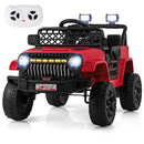 12V Red Ride-On Truck for Kids with Parental Remote and Music Player Magic Cars 2