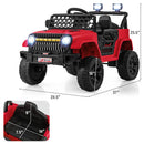 12V Red Ride-On Truck for Kids with Parental Remote and Music Player Magic Cars 3