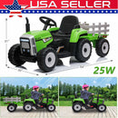 12V Electric Green Ride-On Tractor with Trailer and Remote Control for Toddlers Magic Cars 0