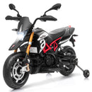 12V Licensed Kids Ride-On Motorcycle with Headlight and Training Wheels, Black Magic Cars 0