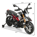 12V Licensed Kids Ride-On Motorcycle with Headlight and Training Wheels, Black Magic Cars 1