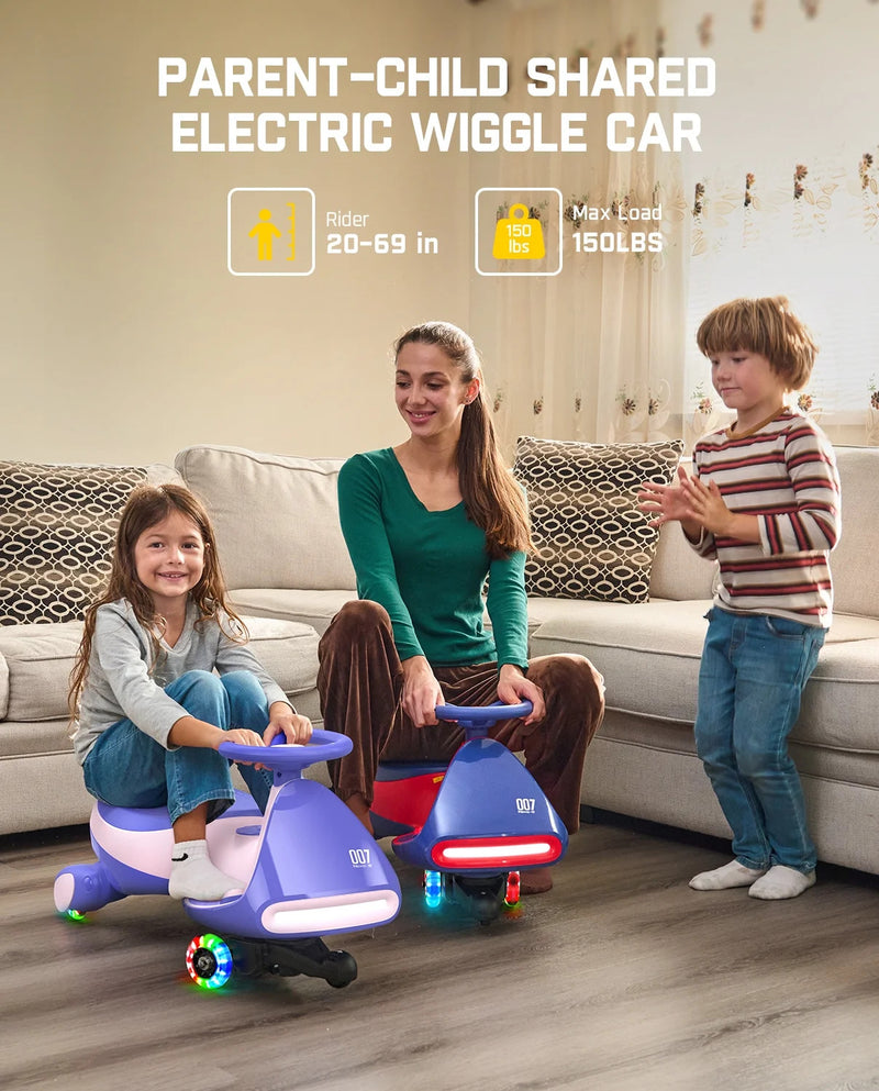 12V Pro Electric Wiggle Car with Pedal Kids 3+ Ride on Toy Rechargeable ...