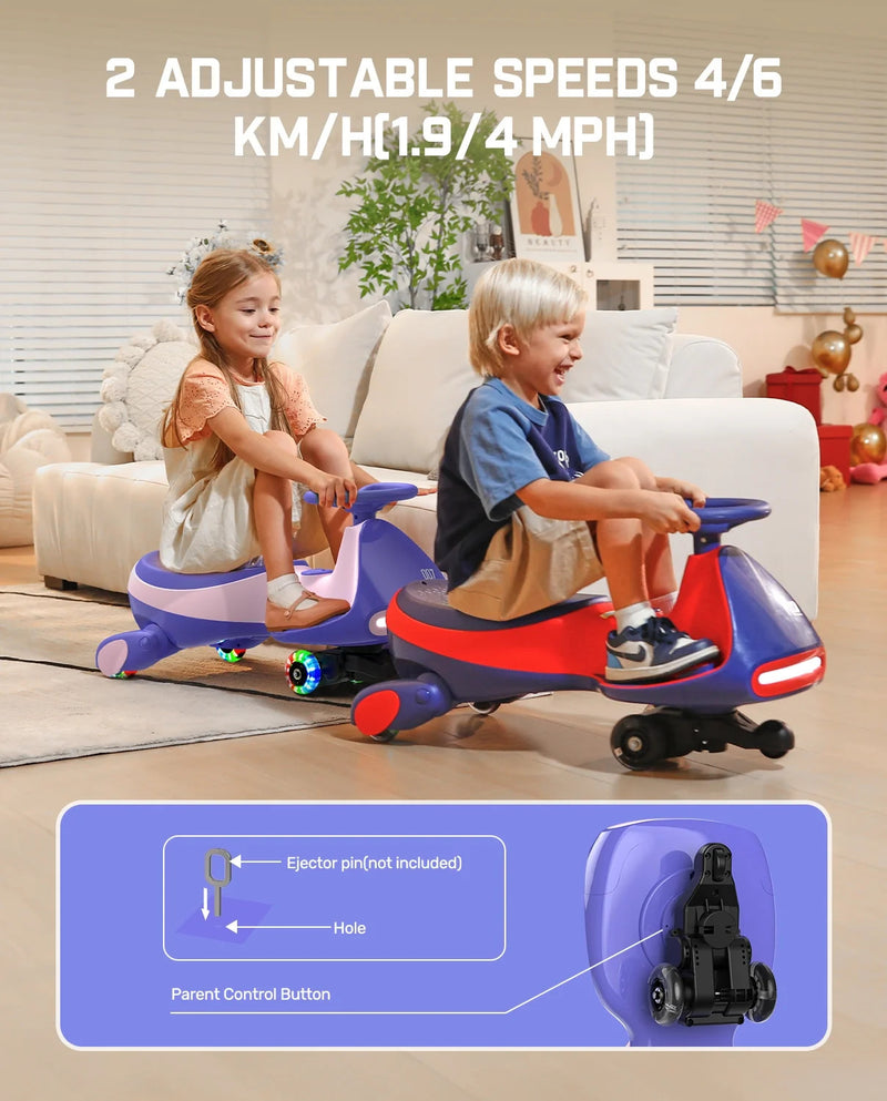 12V Pro Electric Wiggle Car with Pedal Kids 3+ Ride on Toy Rechargeable ...