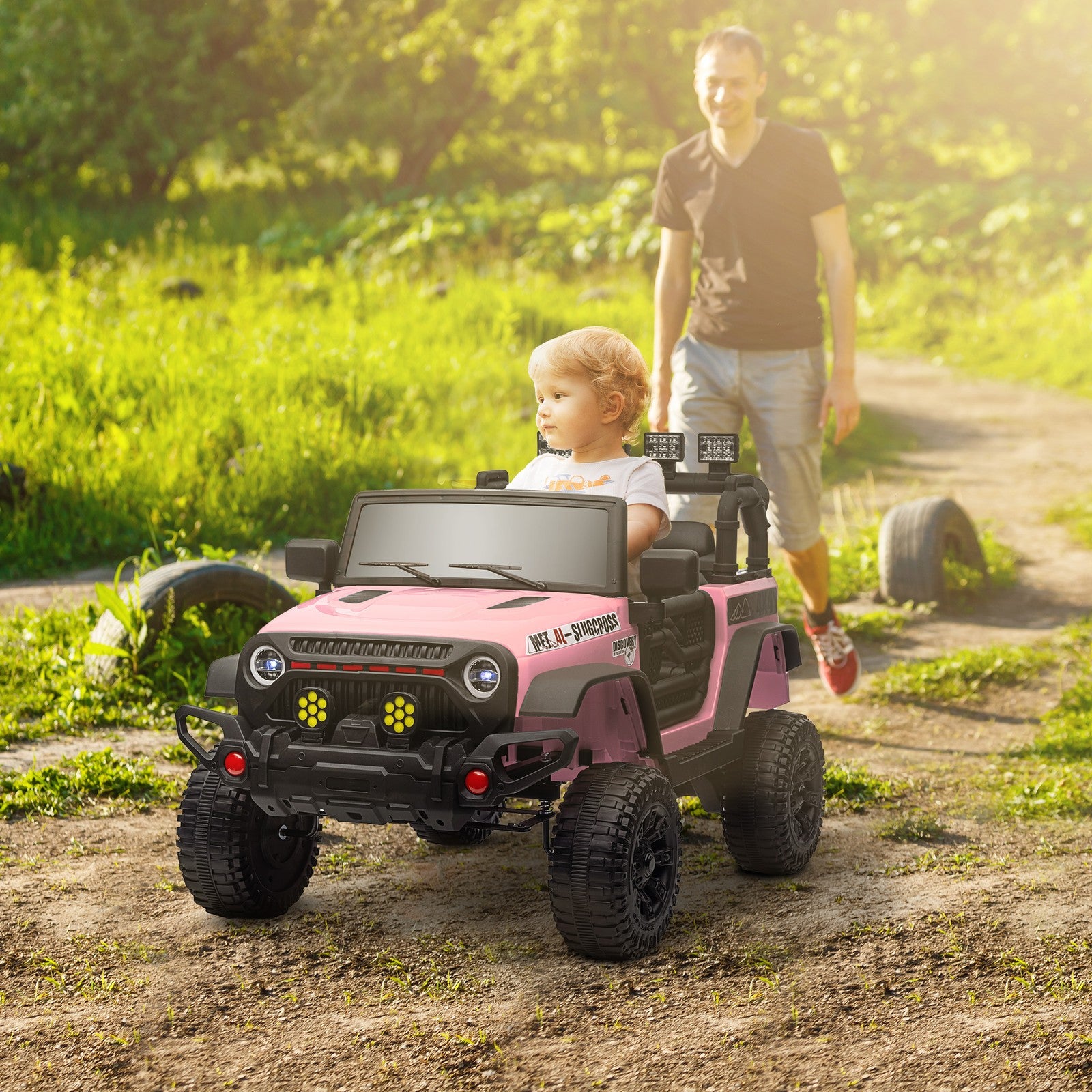 12V Ride on Car, Ride on Truck with Suspension Wheels, Pink