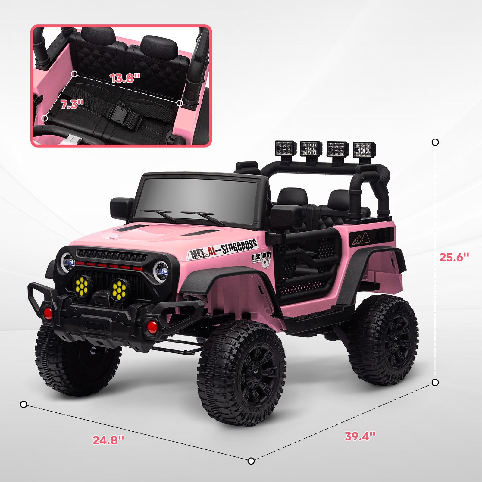 12V Ride on Car, Ride on Truck with Suspension Wheels, Pink