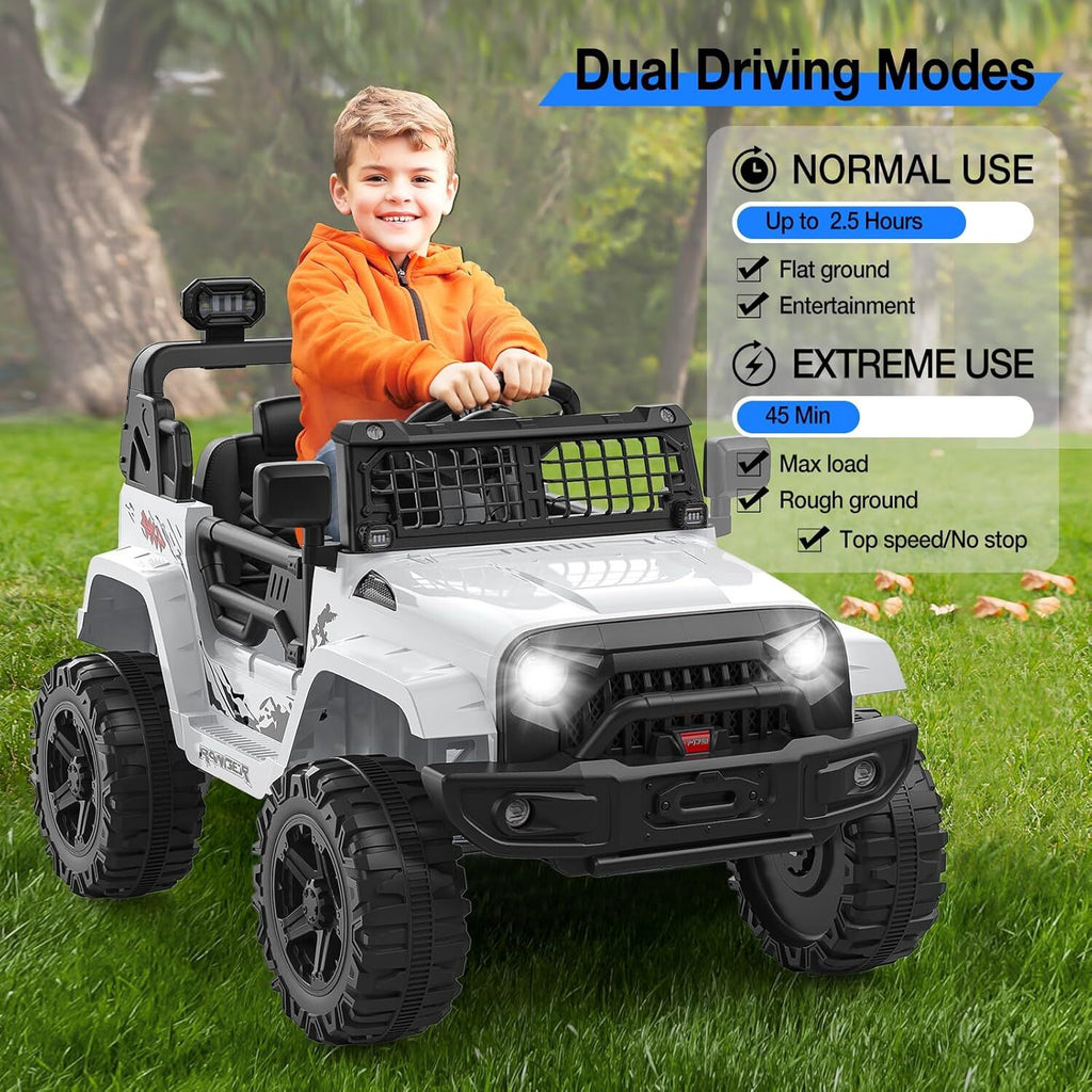 12V Ride On Car Truck w/Remote Control & 3 Speeds & Spring Suspension White