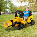 12V Ride-On Construction Excavator Toy for Toddlers Ages 3-7 in Yellow Magic Cars Variant 0