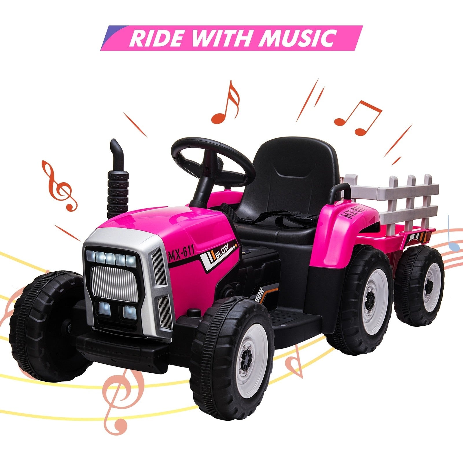 12V Ride on Tractor with Trailer & Remote Control Speed Up