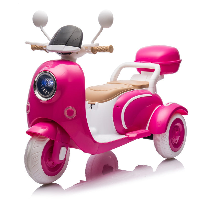 12V Two motors Kids Ride On Level Up Two-seater Electric Motorcycle,Three-wheel Toy w/Music,Bluetooth,USB,Backseat flip adult seat,Portable Storage