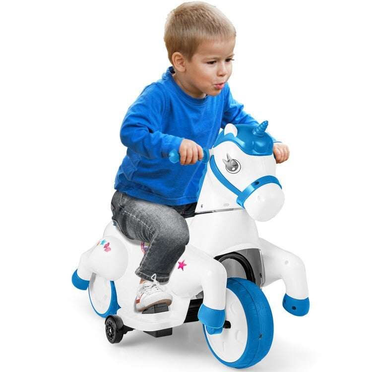 Magic Rider Toy 12V Unicorn Ride-on Children Riding Toy With Training Wheels & Horse ...