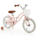 14 Inch Kids Bike with Removable Training Wheels and Front Basket in Pink Magic Cars 0