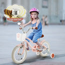 14 Inch Kids Bike with Removable Training Wheels and Front Basket in Pink Magic Cars 3