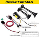 150dB 12V Dual Trumpet Air Horn with Chrome Zinc Finish and Compressor for 12V Vehicles Magic Cars 3