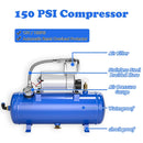 150DB Train Horn Kit with 12V Air Compressor and 1.6 Gallon Tank for Trucks and SUVs Magic Cars 7