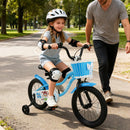 Navy 16-Inch Kids Bike with Training Wheels and Basket Magic Cars 2