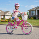 16-Inch Spring Party Pink Girls Bike with Basket for Ages 4-7 Magic Cars 1