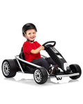 24V Electric Go Kart for Kids with Dual 300W Motors, 8.1 MPH Drift Capability in White